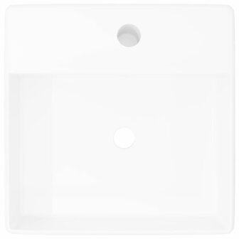 Luxe wastafel met overloop en kraangat vierkant keramiek 41x41 cm 3