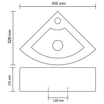 Wastafel met overloop 45x32x12,5 cm wit  7