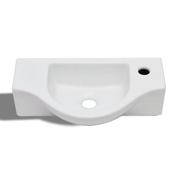 Wastafel met kraangat wit keramiek 3