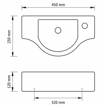 Wastafel met kraangat wit keramiek 6