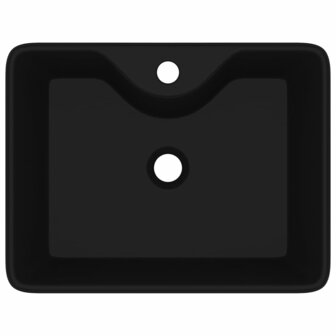 Wastafel met kraangat zwart vierkant keramiek  4