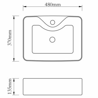 Wastafel met kraangat zwart vierkant keramiek  7
