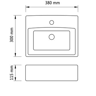 Wastafel met kraangat vierkant keramiek wit  6