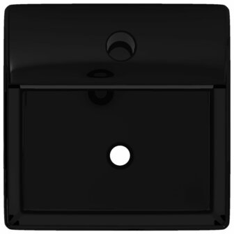 Wastafel met kraangat zwart vierkant keramiek  3