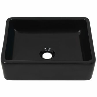 Wastafel vierkant 41x30x12 cm keramiek zwart 3