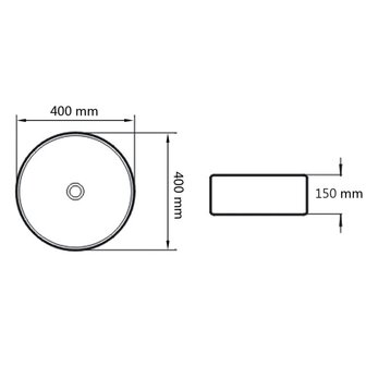Wastafel rond 40x15 cm keramiek zwart 6