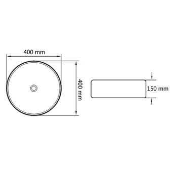 Wastafel rond 40x15 cm keramiek zwart 6