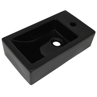 Wastafel met kraangat rechthoekig 46x25,5x12 cm keramiek zwart 2