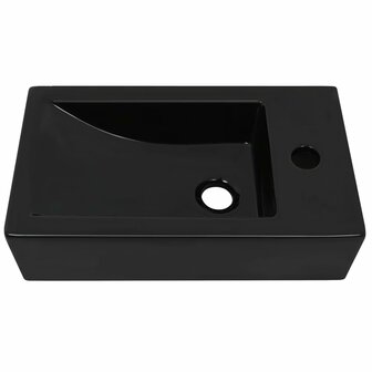 Wastafel met kraangat rechthoekig 46x25,5x12 cm keramiek zwart 3