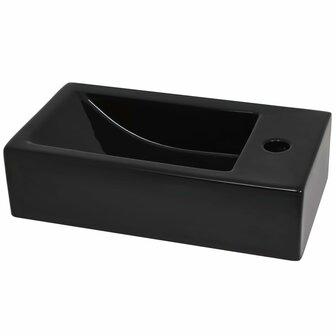 Wastafel met kraangat rechthoekig 46x25,5x12 cm keramiek zwart 4