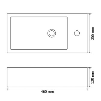 Wastafel met kraangat rechthoekig 46x25,5x12 cm keramiek zwart 6