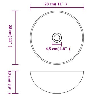 Wastafel 28x10 cm keramiek zilverkleurig 6