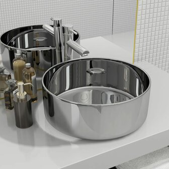 Wastafel 40x15 cm keramiek zilverkleurig 1