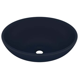 Wastafel ovaal 40x33 cm keramiek mat donkerblauw 2