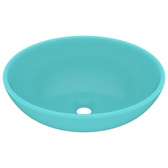 Wastafel ovaal 40x33 cm keramiek mat lichtgroen 2