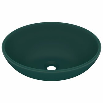 Wastafel ovaal 40x33 cm keramiek mat donkergroen 2