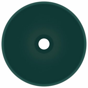 Wastafel rond 32,5x14 cm keramiek mat donkergroen 3