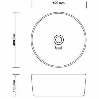 Wastafel rond 40x15 cm keramiek mat lichtgrijs 6