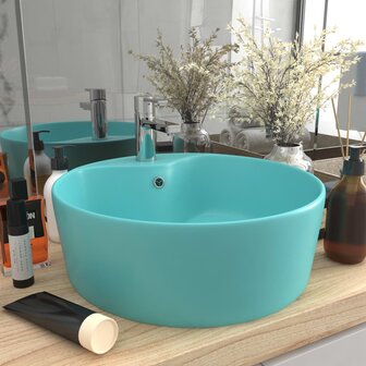 Wastafel met overloop 36x13 cm keramiek mat lichtgroen 1