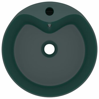Wastafel met overloop 36x13 cm keramiek mat donkergroen 3