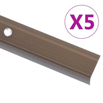 Trapprofielen L-vormig 5 st 100 cm aluminium bruin 1