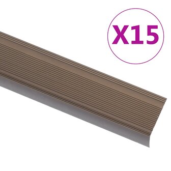 Trapprofielen L-vormig 15 st 100 cm aluminium bruin 1