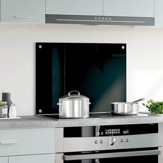 Spatscherm keuken 70x50 cm gehard glas zwart 3