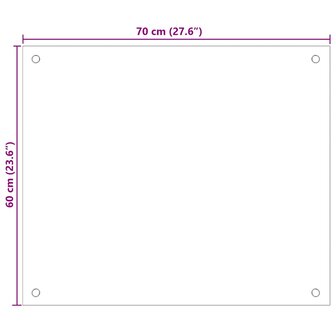 Spatscherm keuken 70x60 cm gehard glas zwart 10