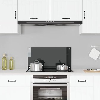 Spatscherm keuken 80x40 cm gehard glas zwart 1