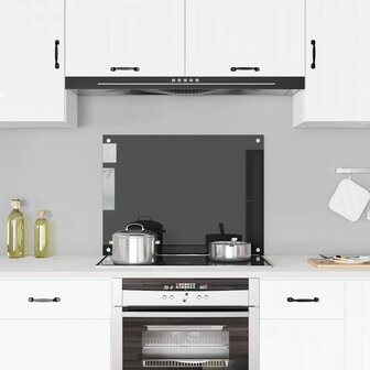 Spatscherm keuken 80x60 cm gehard glas zwart 1