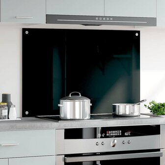 Spatscherm keuken 90x60 cm gehard glas zwart 3