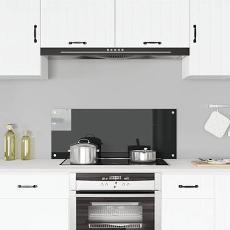  Spatscherm keuken 100x40 cm gehard glas zwart 1
