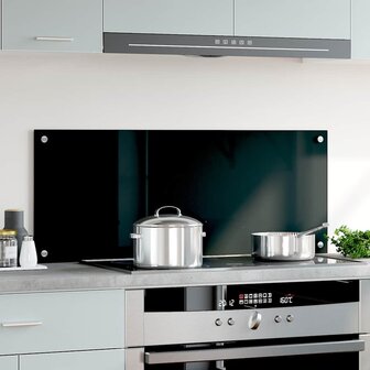  Spatscherm keuken 100x40 cm gehard glas zwart 3