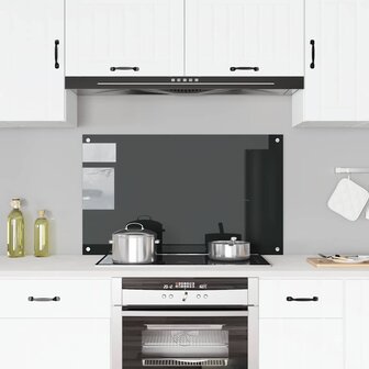  Spatscherm keuken 100x60 cm gehard glas zwart 1