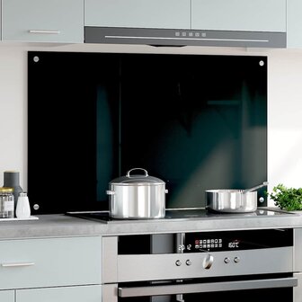  Spatscherm keuken 100x60 cm gehard glas zwart 3