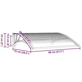 Deurluifel Grijs en Transparant 80x75 cm Polycarbonaat 7