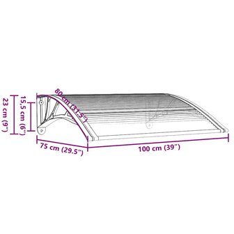 Deurluifel 100x75 cm polycarbonaat zwart en transparant 7