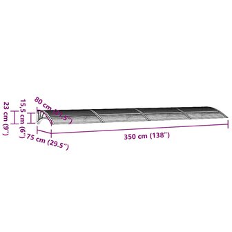 Deurluifel 350x75 cm polycarbonaat zwart en transparant 7