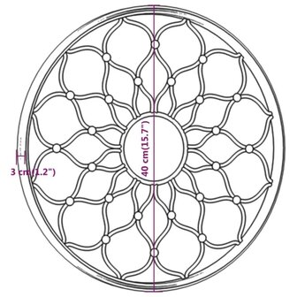 Spiegel rond 40x3 cm ijzer zwart 6