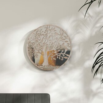 Spiegel rond 40x2,5 cm ijzer zandkleurig 1