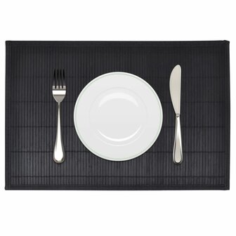 6 Placemats bamboe 30 x 45 cm zwart 1