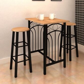 Eetset hout met zwart staal tan  5