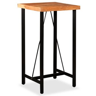 3-delige Barset massief acaciahout, echt leer en canvas 8
