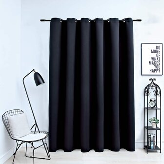 Gordijn verduisterend met metalen ringen 290x245 cm zwart 1
