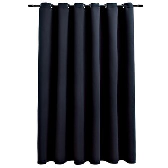 Gordijn verduisterend met metalen ringen 290x245 cm zwart 2