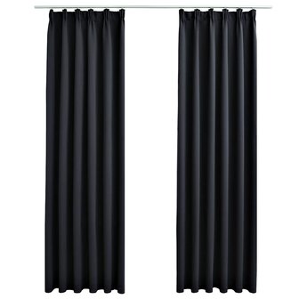 Gordijnen verduisterend met haken 2 st 140x225 cm zwart 2