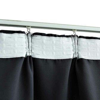 Gordijnen verduisterend met haken 2 st 140x225 cm zwart 3