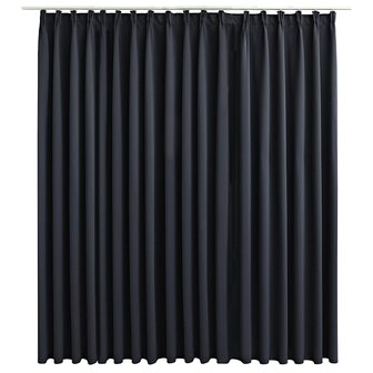 Gordijn verduisterend met haken 290x245 cm zwart 2