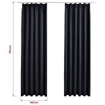 Gordijnen verduisterend met haken 2 st 140x175 cm antraciet 7