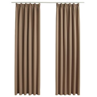 Gordijnen verduisterend met haken 2 st 140x175 cm taupe 2